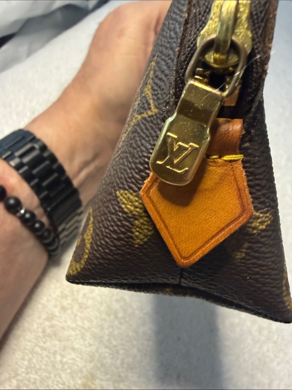 Louis Vuitton Brown and Gold Monogram Cosmetic Pouch - Picture 4 of 11